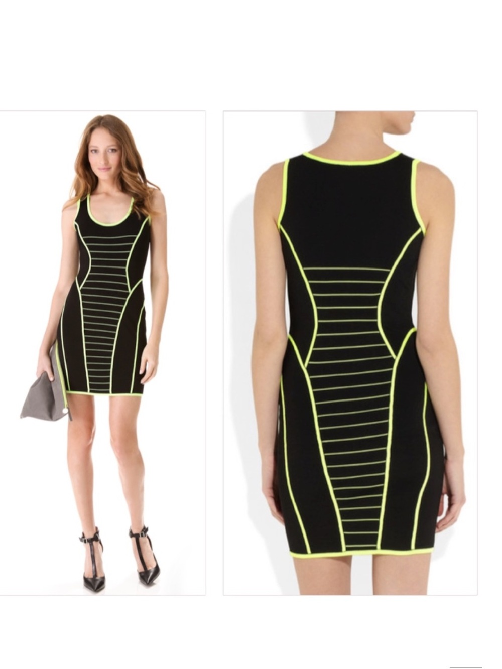 Milly Camille neon striped bodycon sleeveless dress